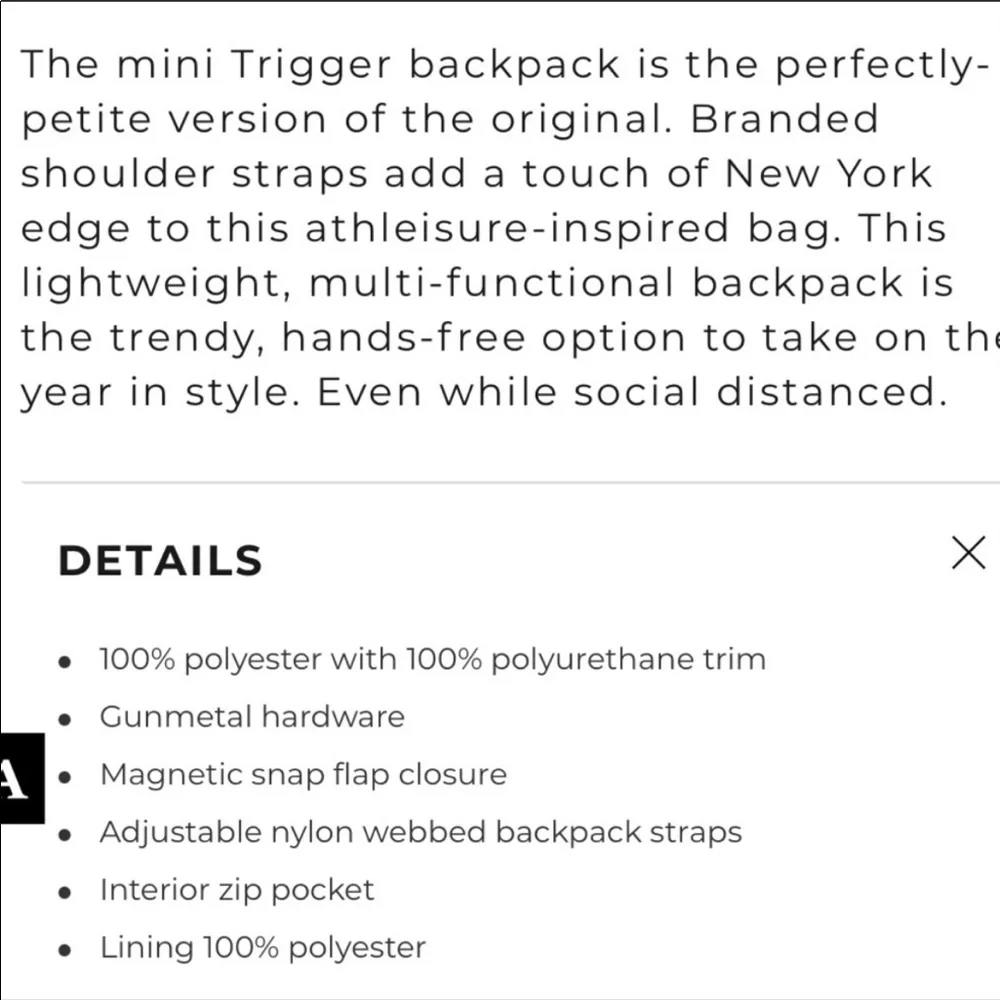 NWT Botkier New York Mini Trigger Backpack Black